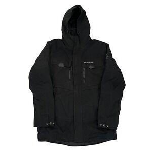 Eddie Bauer Mountain Ops WeatherEdge Plus Parka Jacket Mens Small Black Hooded